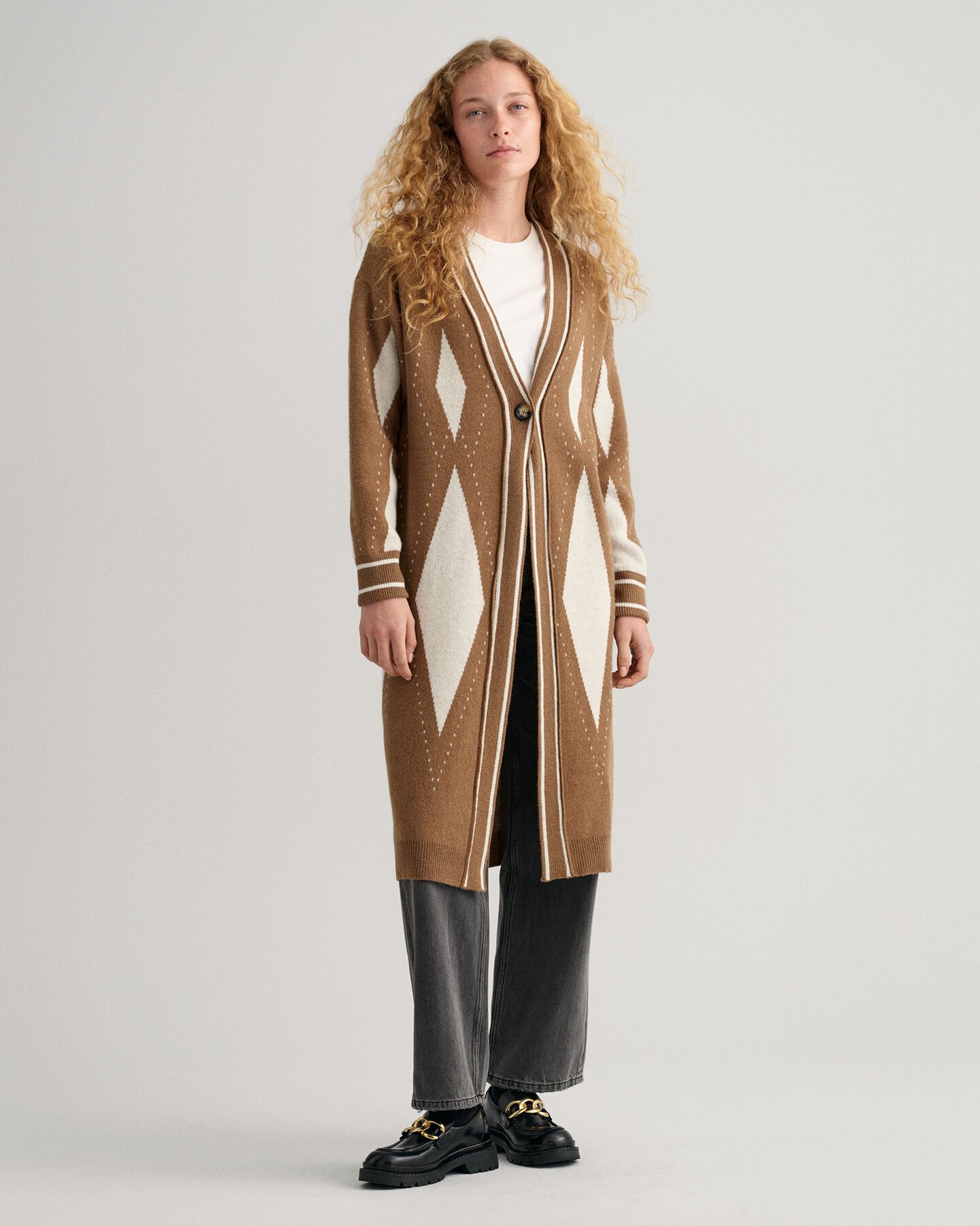 Casaco de malha comprido Argyle