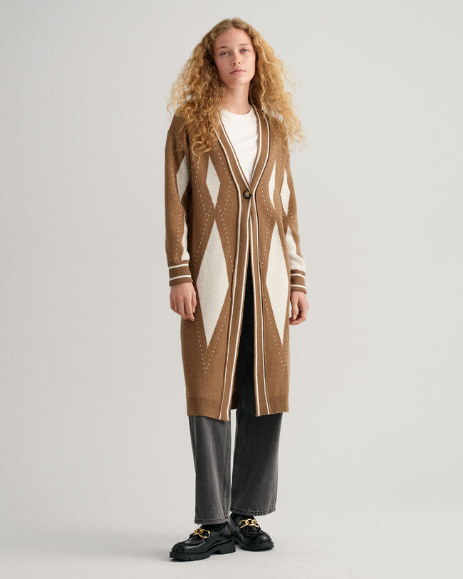 Casaco de malha comprido Argyle