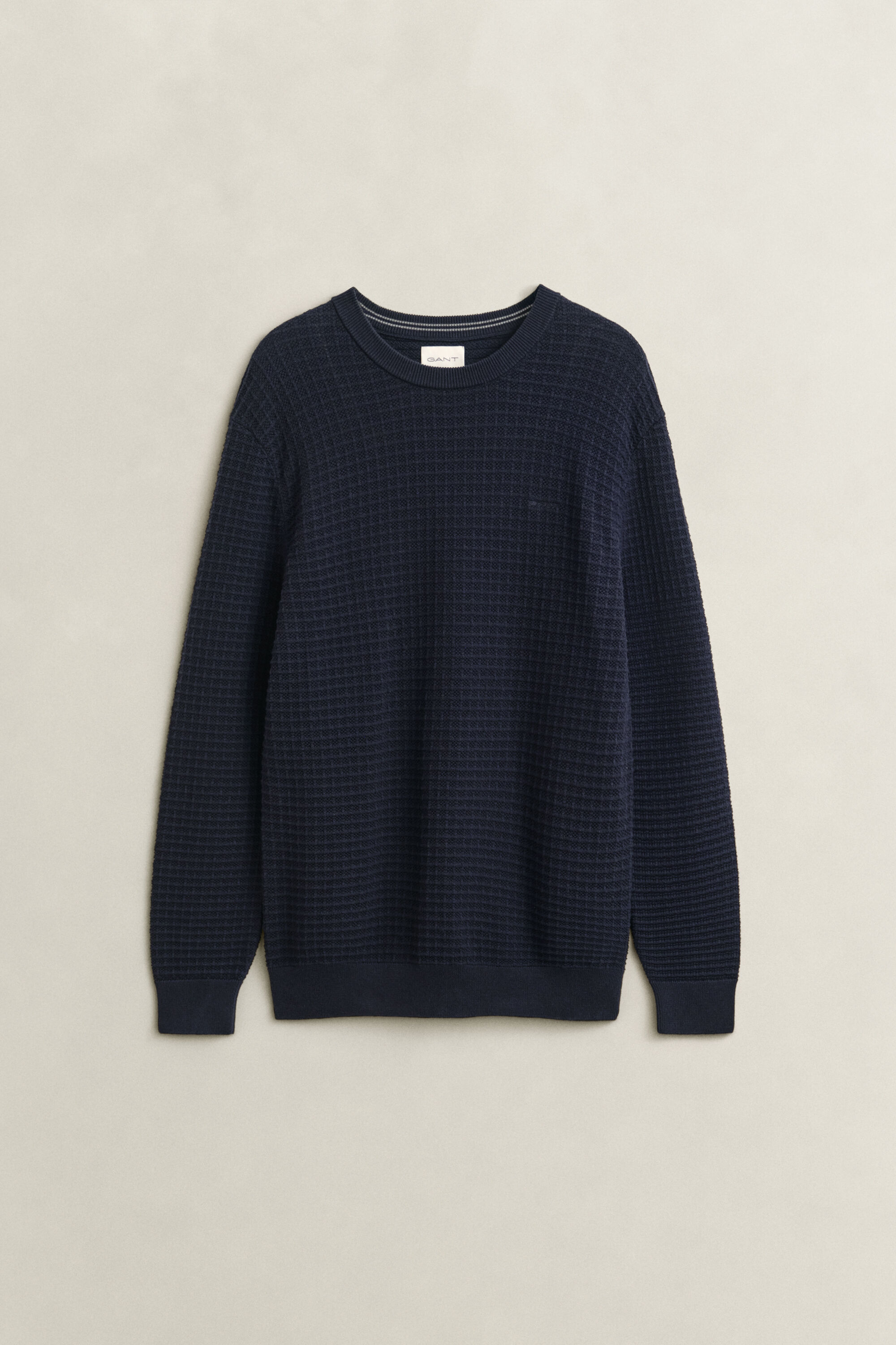 Camisola de malha texturizado com decote redondo