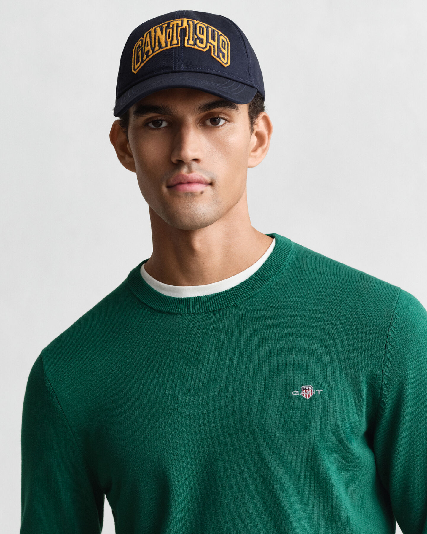 Camisola de malha com decote redondo clássica em algodão