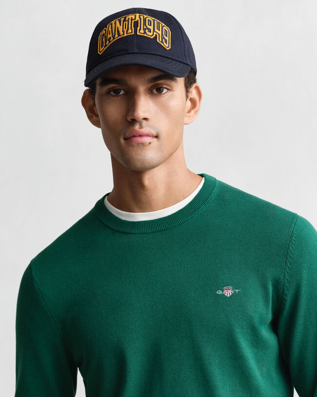 Camisola de malha com decote redondo clássica em algodão