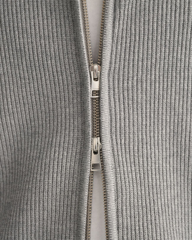 Casaco em malha canelada com fecho Texture