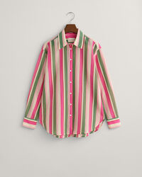 Camisa em seda e algod&atilde;o &agrave;s riscas relaxed fit