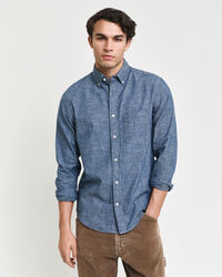 Camisa em chambray índigo regular fit