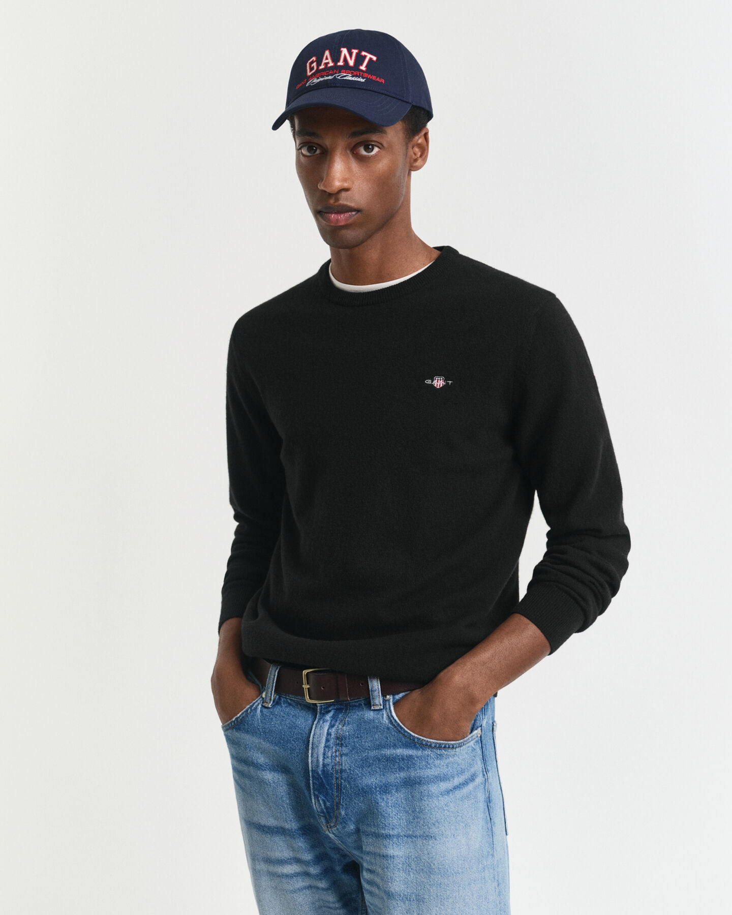 Camisola de malha com decote redondo em lã extrafina