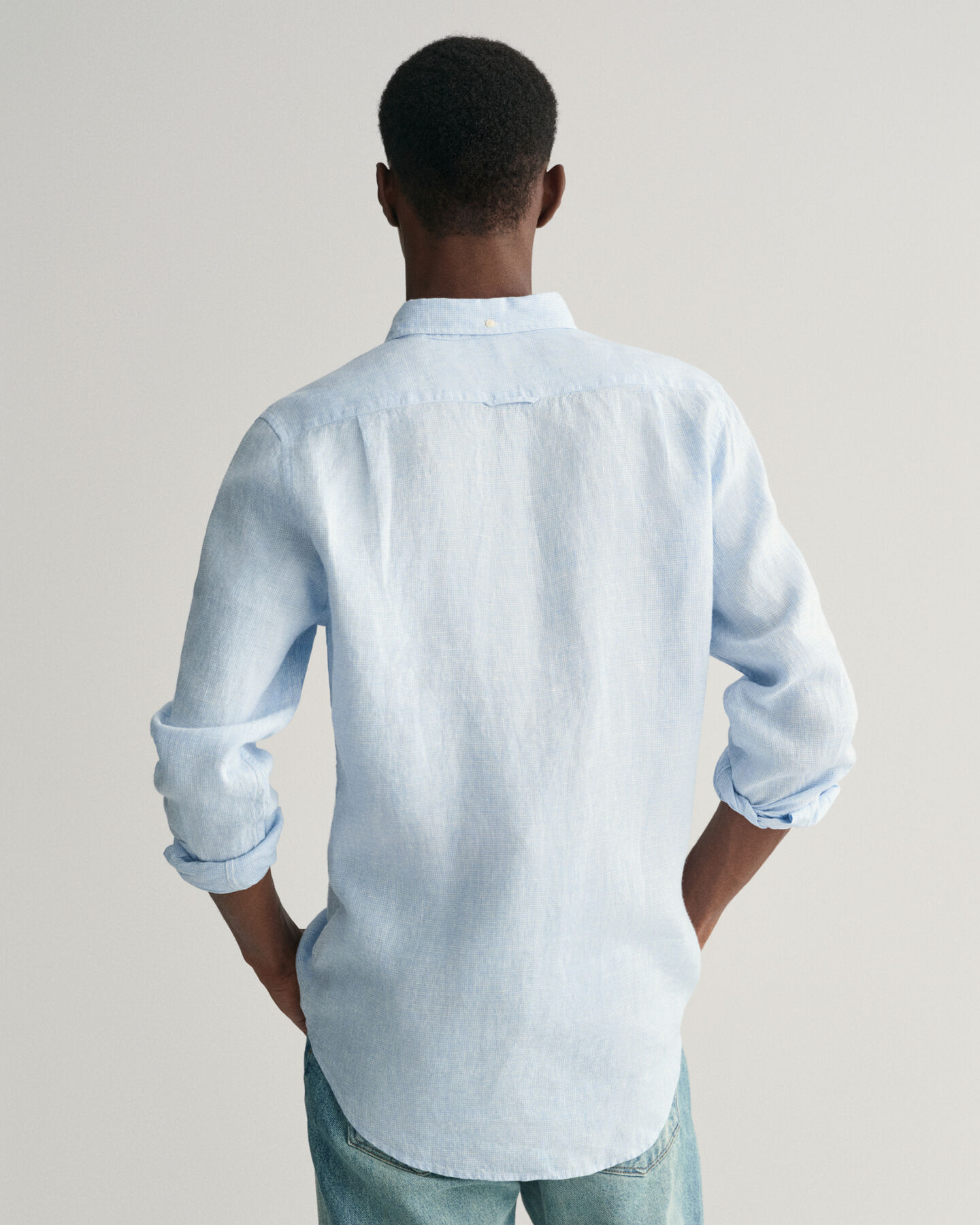 Camisa de linho Houndstooth slim fit