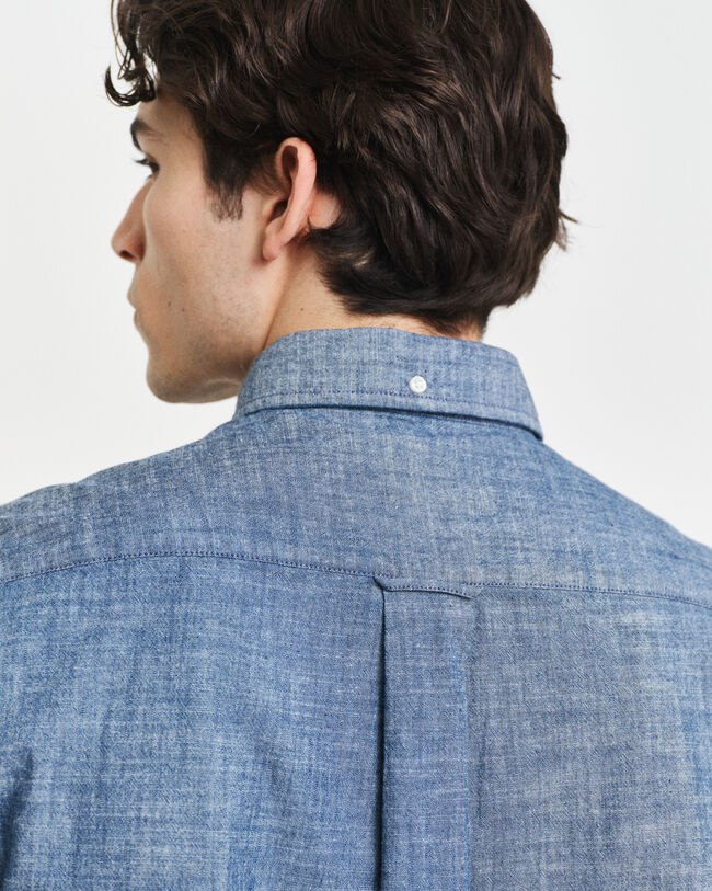 Camisa em chambray índigo regular fit