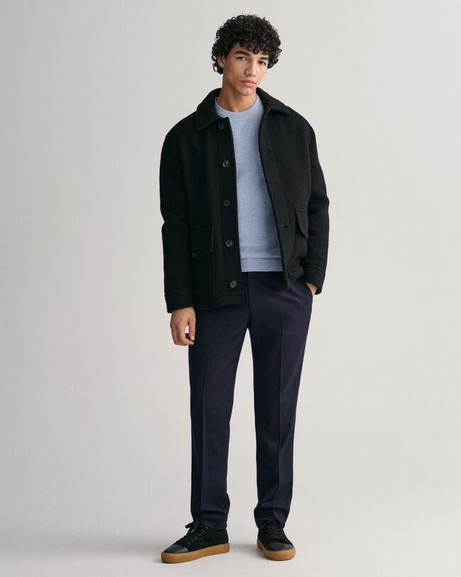 Sweatshirt com decote redondo em algodão micro texturizado