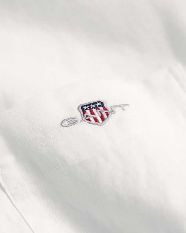 Camisa de manga curta em linho e algod&atilde;o corte normal