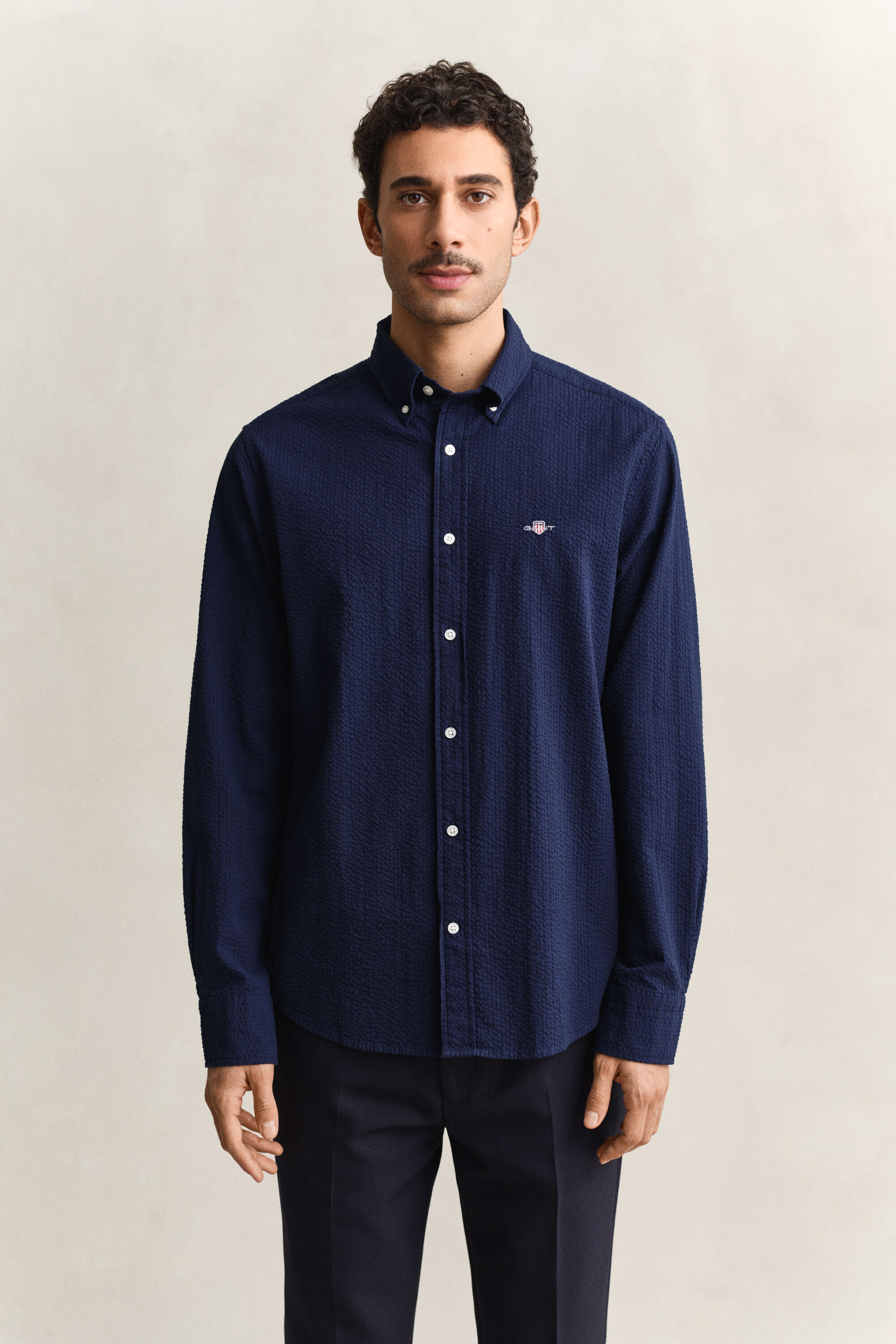 Camisa Seersucker corte normal