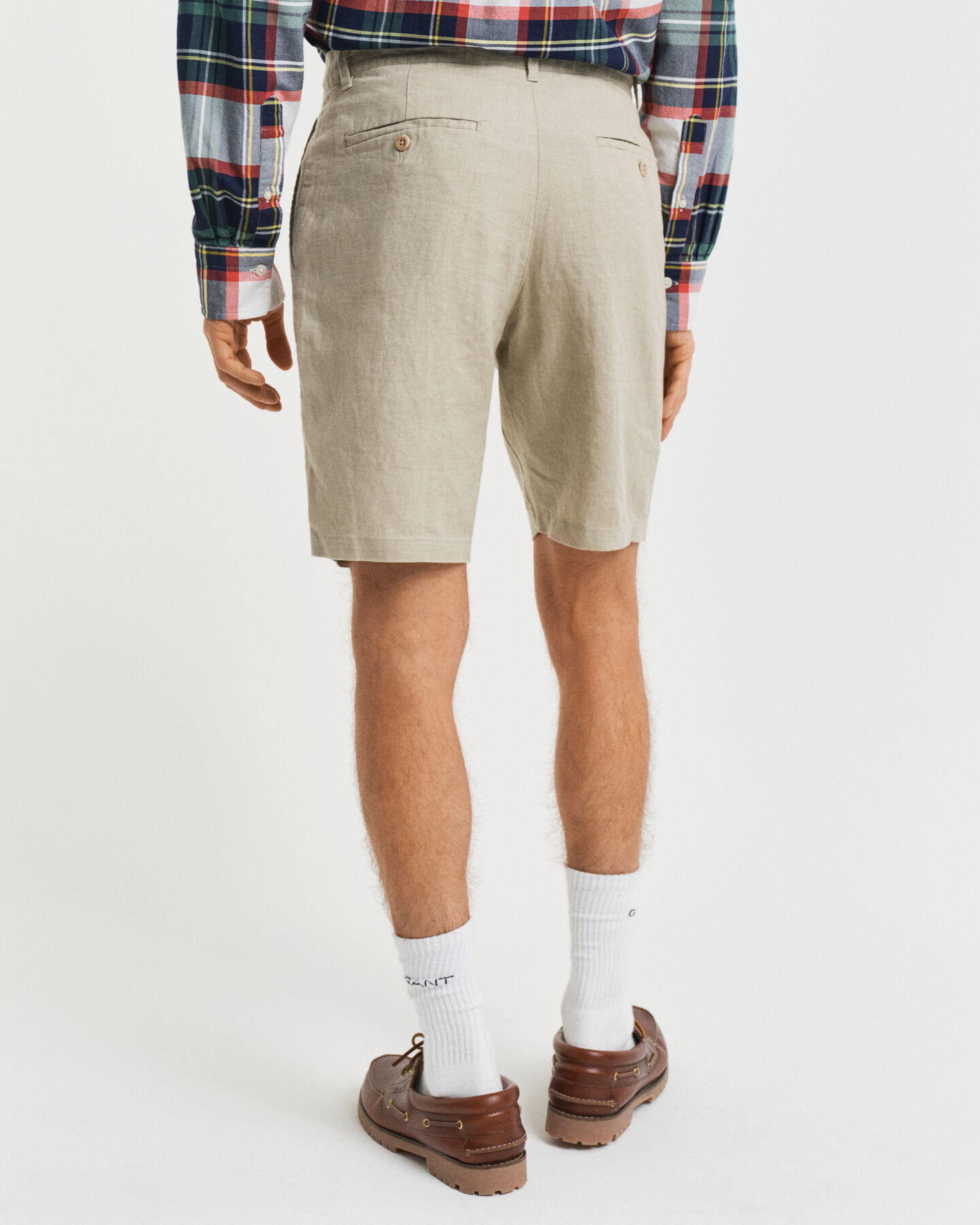 Calções com cordão de linho relaxed fit