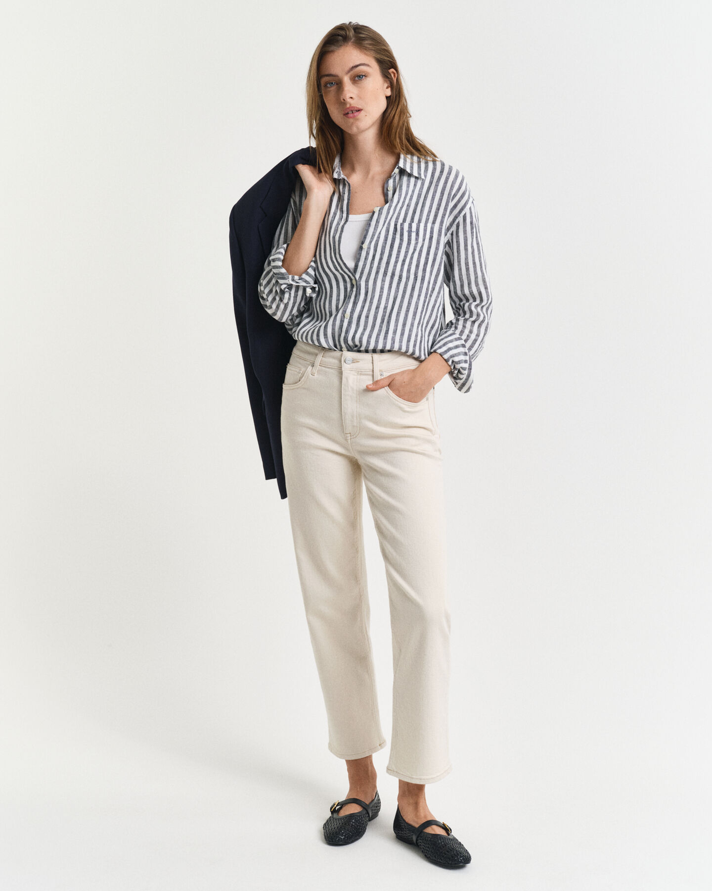 Calças de ganga em cru perna Straight