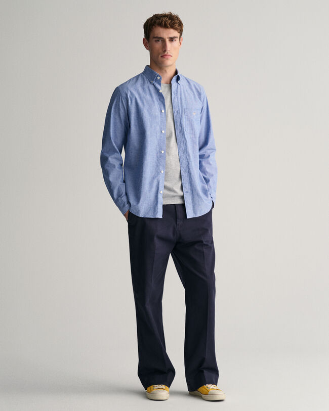 Camisa de linho e algodão regular fit