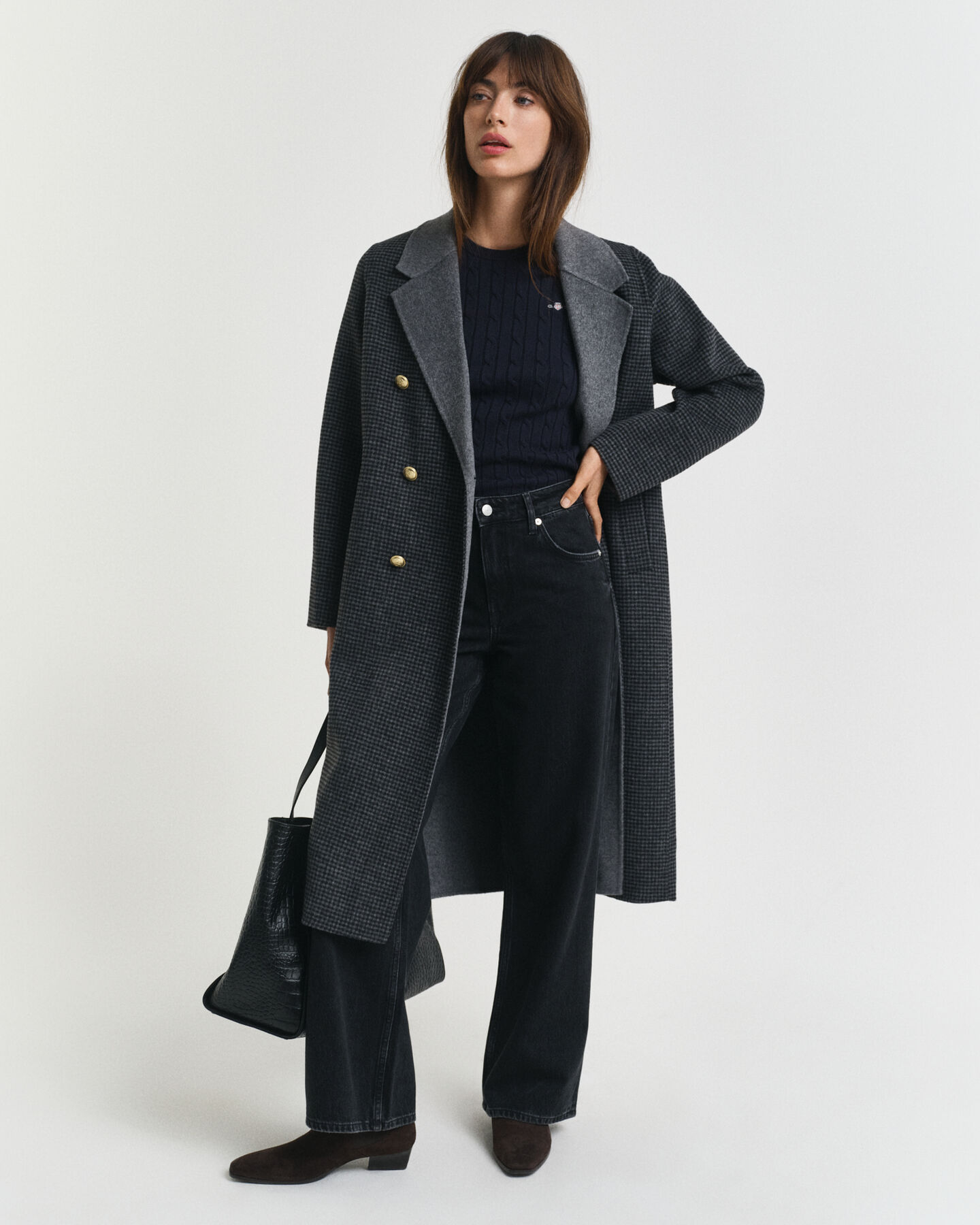 Camisola de malha entrançada em algodão com elastano