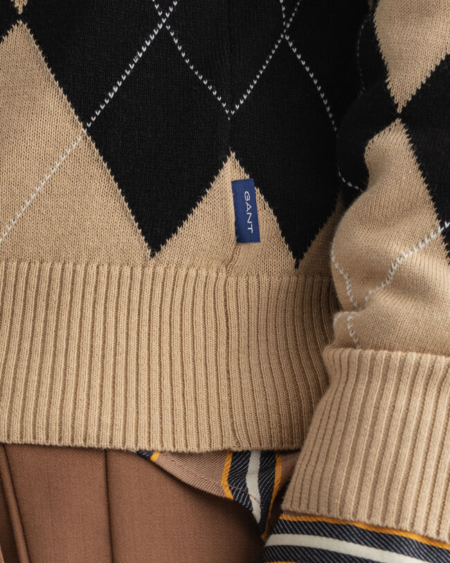 Camisola com decote em V Argyle