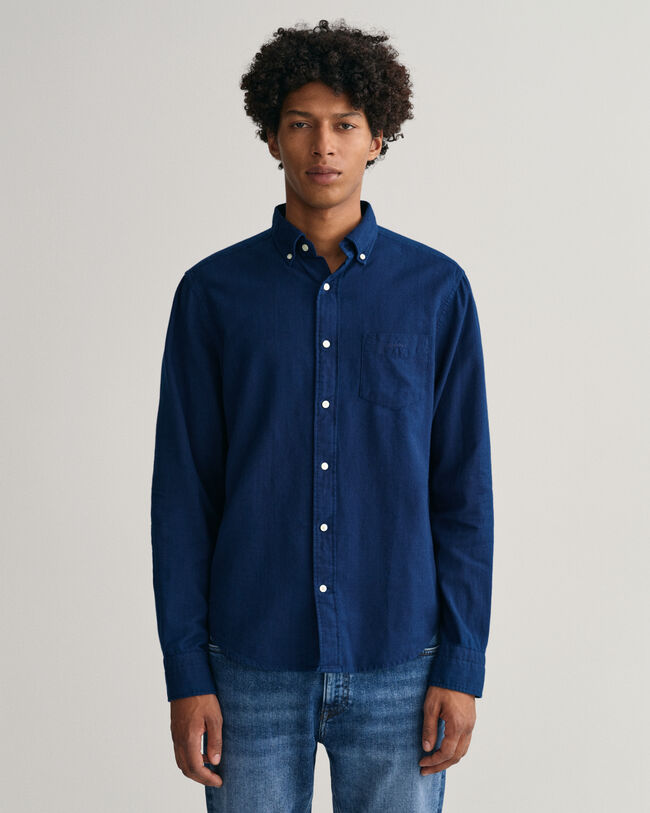 Camisa Oxford &iacute;ndigo corte normal