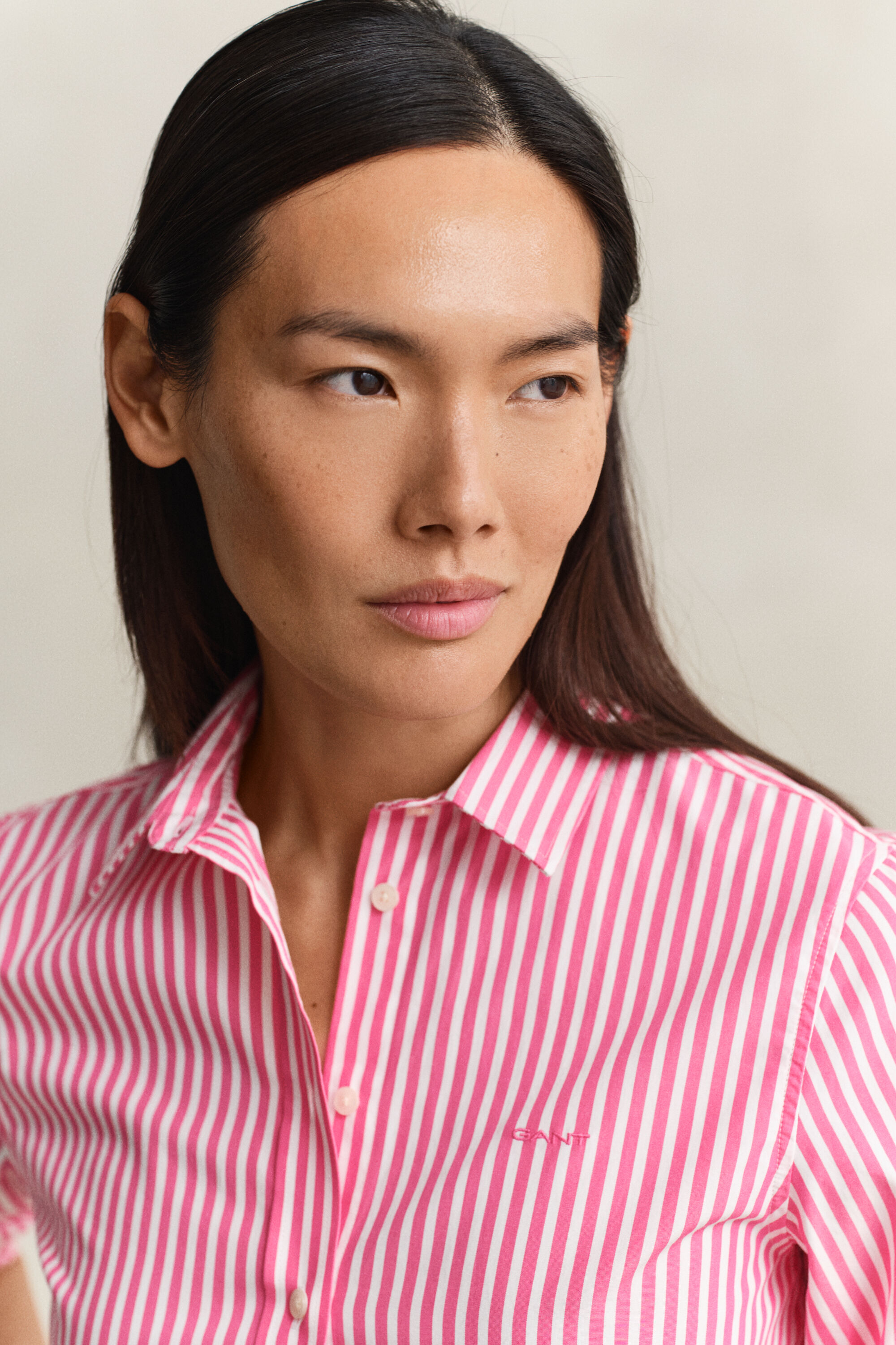 Camisa em popelina às riscas Classic regular fit