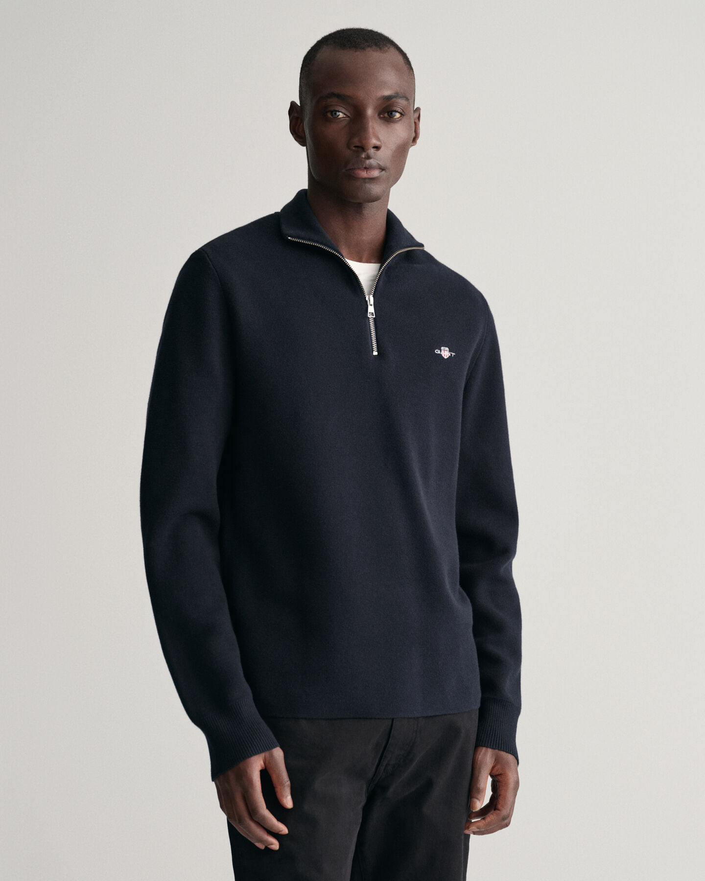 Sweatshirt com meio fecho em algodão Milano Knit