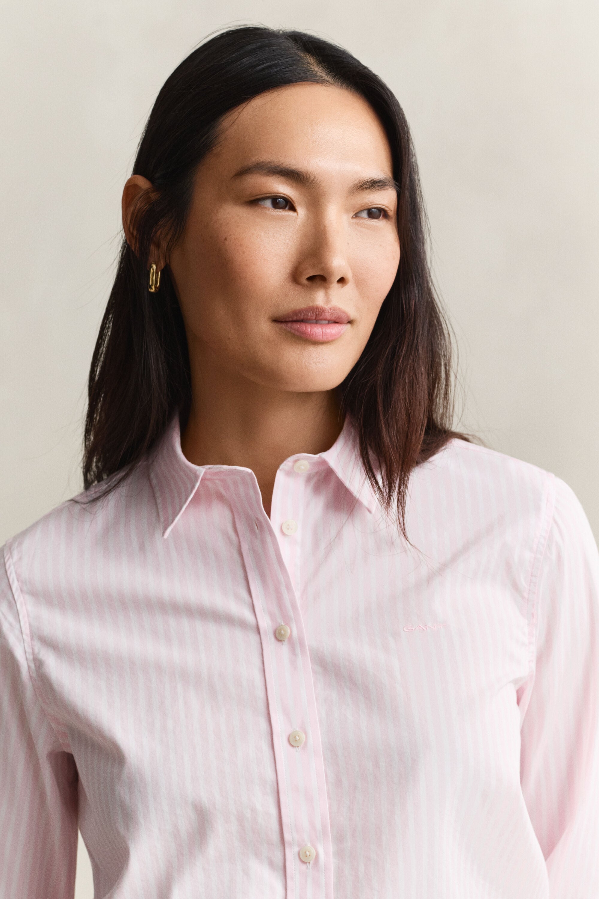 Camisa em popelina às riscas Classic regular fit