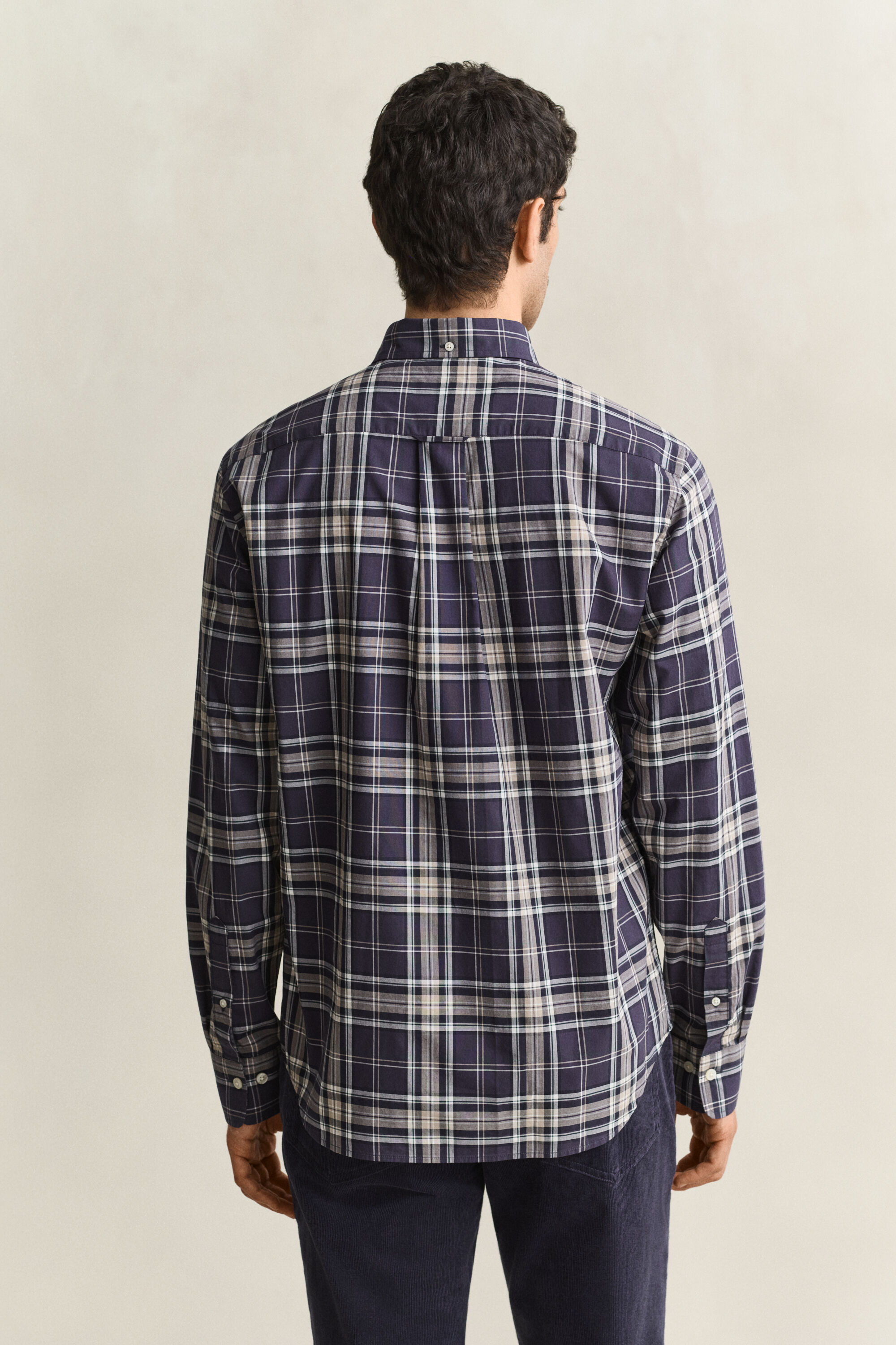 Camisa de popelina com padrão de xadrez