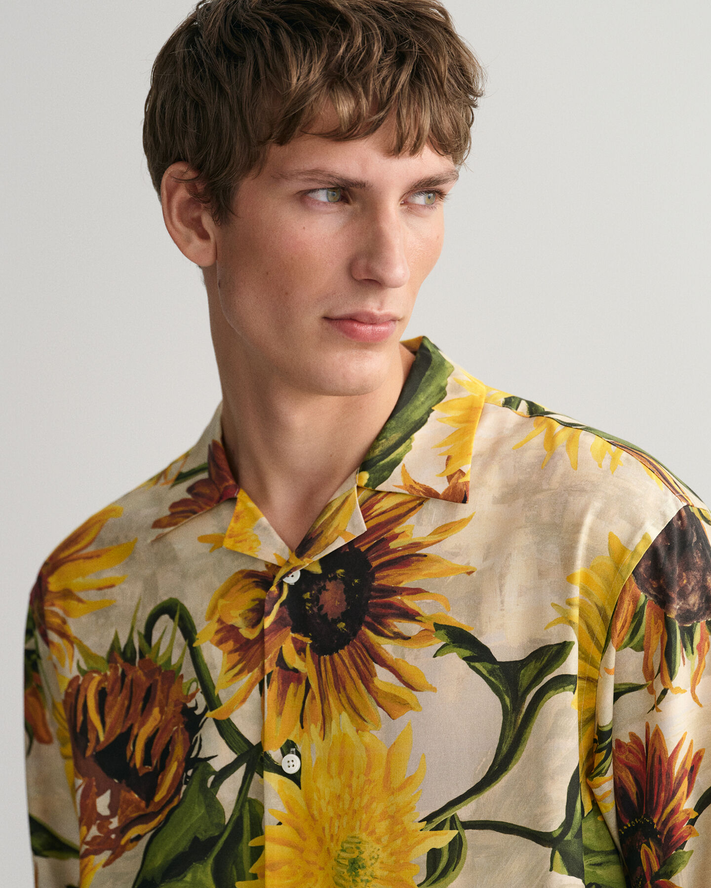 Camisa de seda com estampado Sunflower relaxed fit