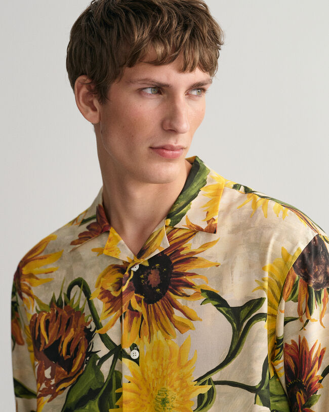 Camisa de seda com estampado Sunflower relaxed fit