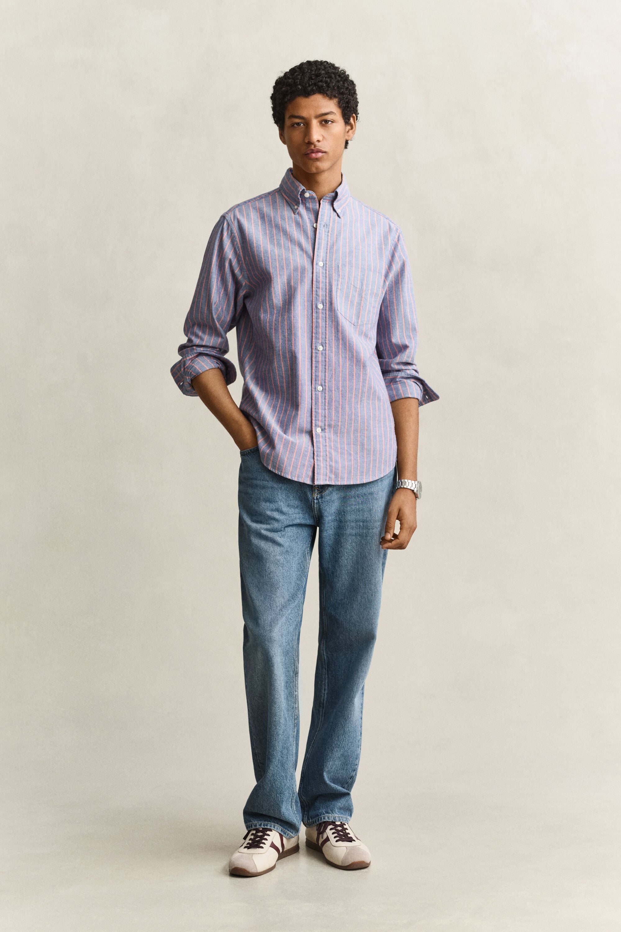 Camisa Oxford às riscas Classic