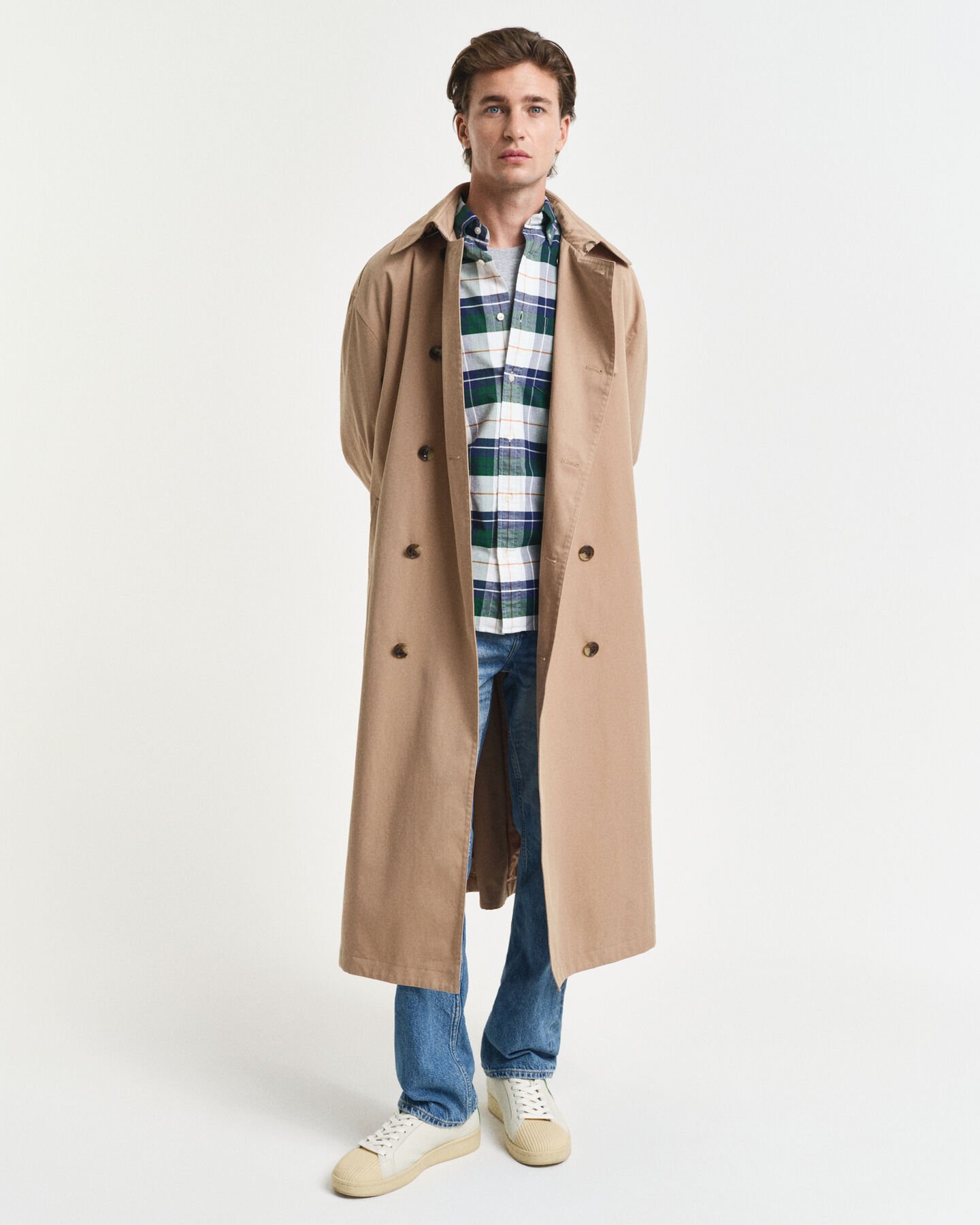 Camisa Oxford clássica com padrão de xadrez regular fit