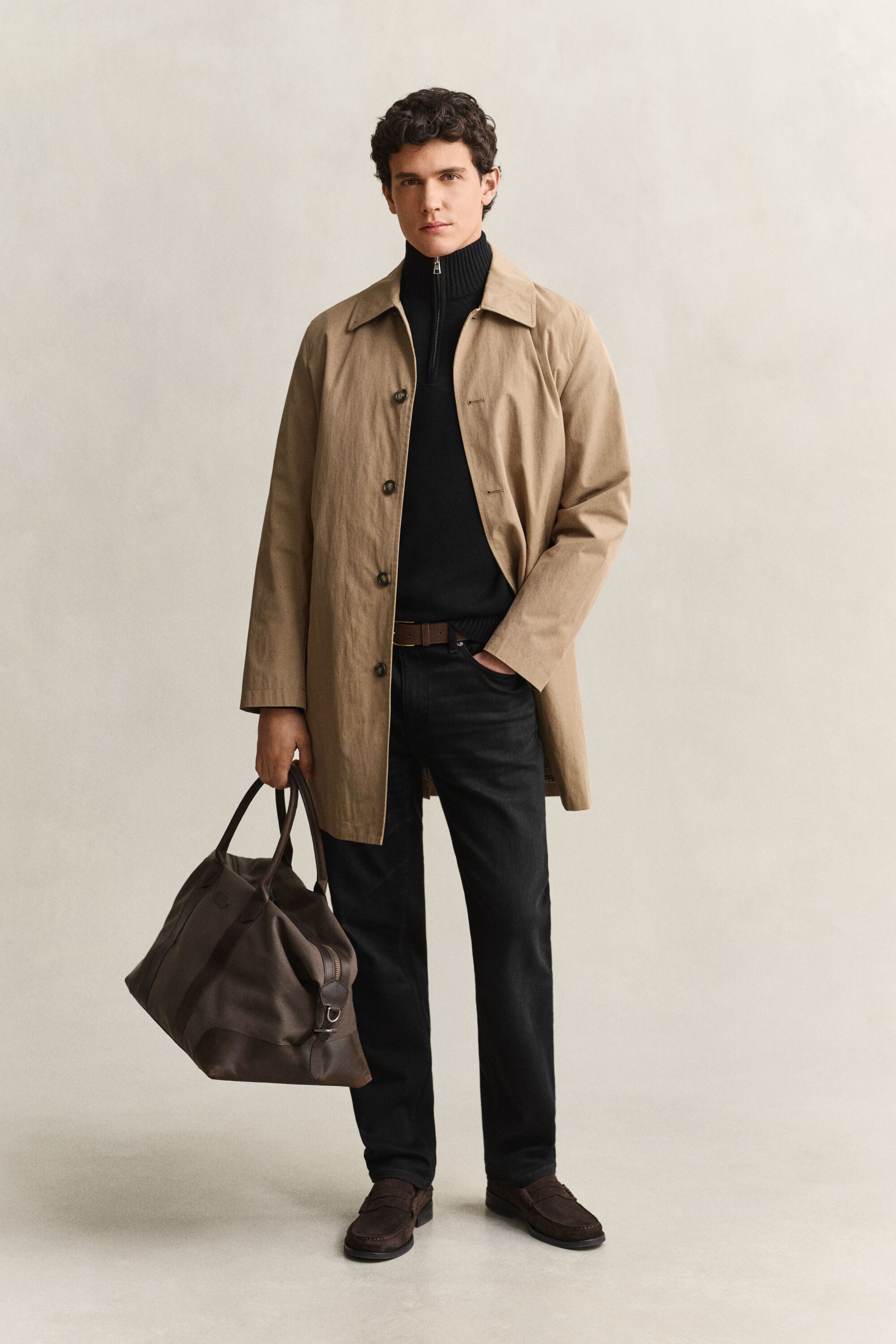 Camisola de malha em algodão com meio fecho Casual