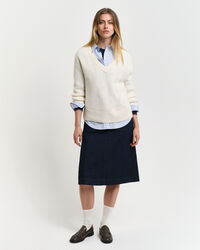 Pullover com decote em V Herringbone