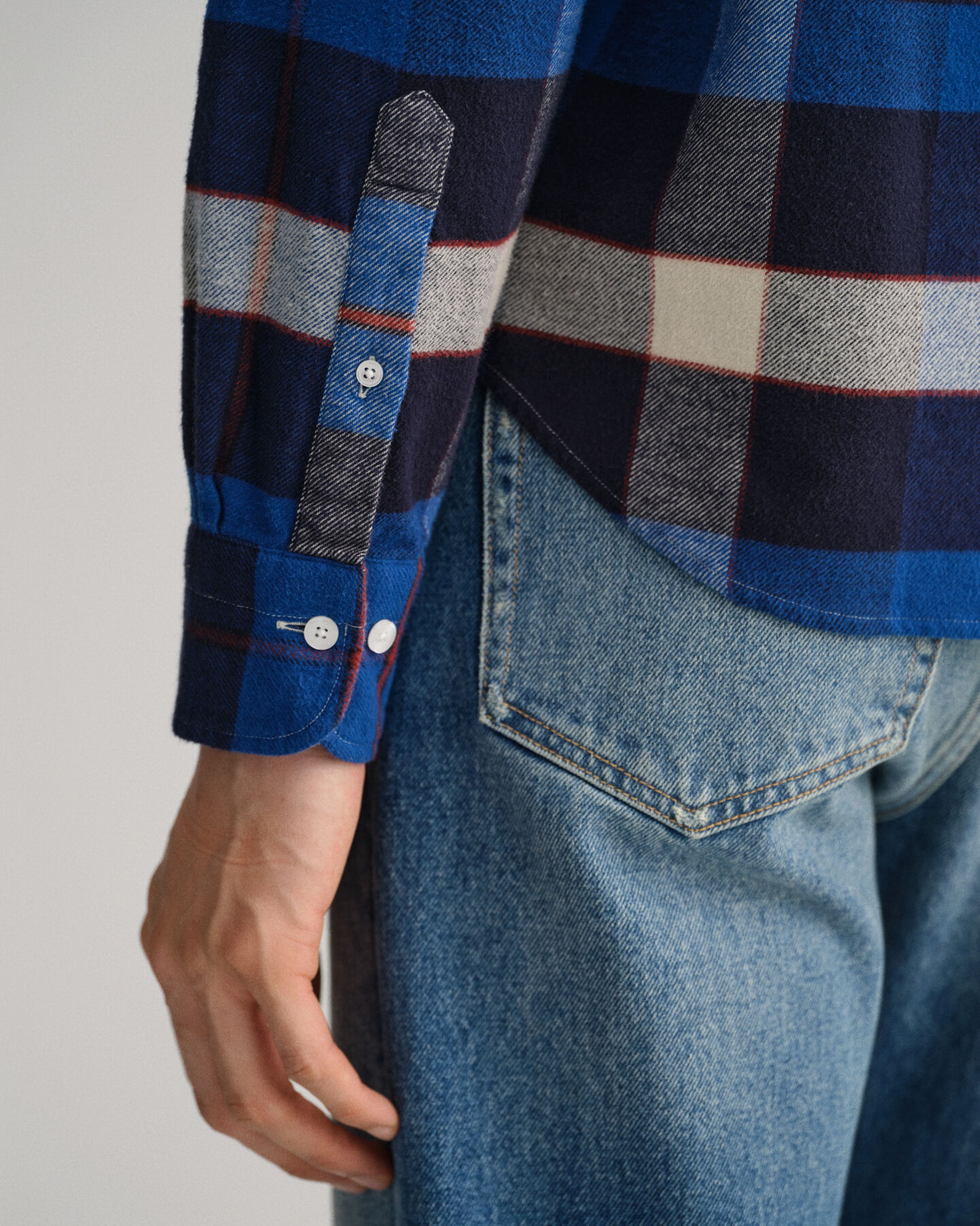 Camisa em flanela com padr&atilde;o de xadrez regular fit