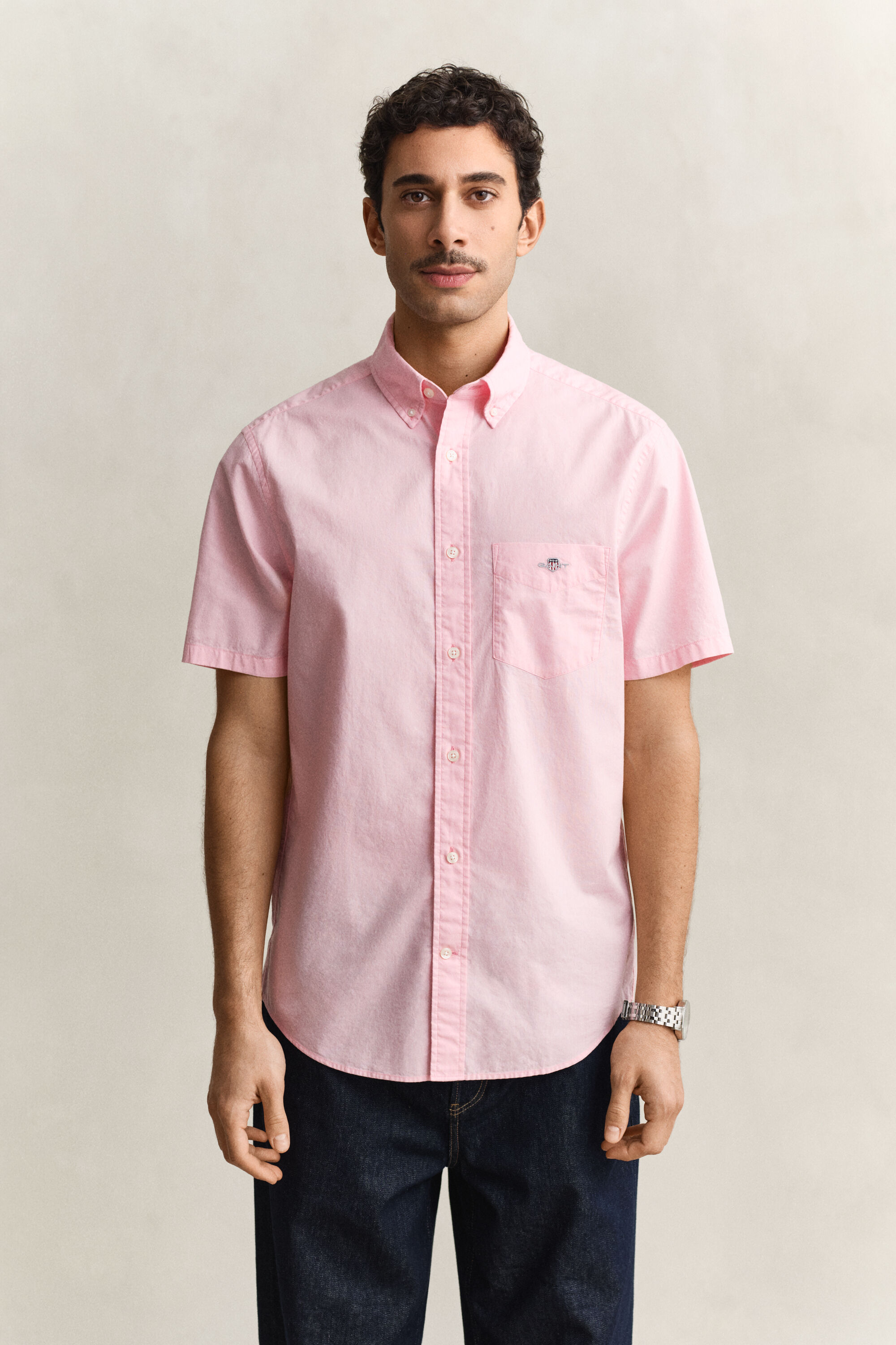 Camisa de manga curta em popelina Classic