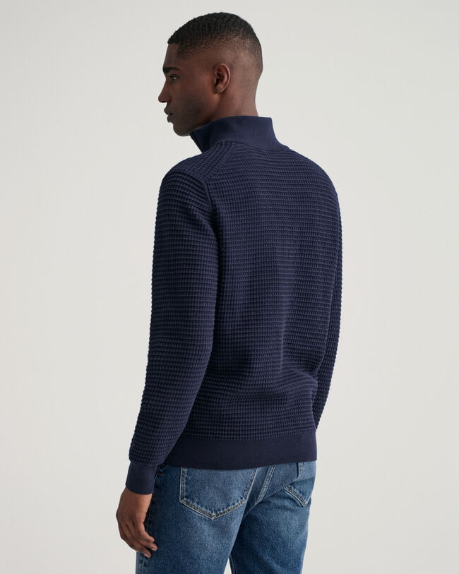 Sweatshirt com meio fecho em algodão Texture