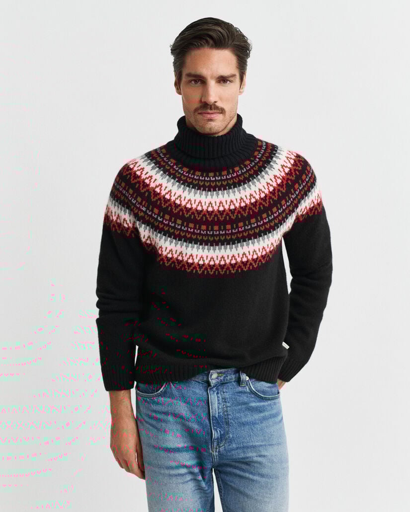 Camisola de gola alta com padrão Fair Isle