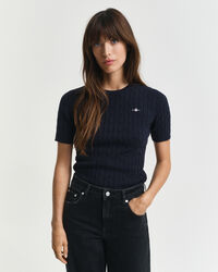 Camisola de malha entrançada em algodão com elastano