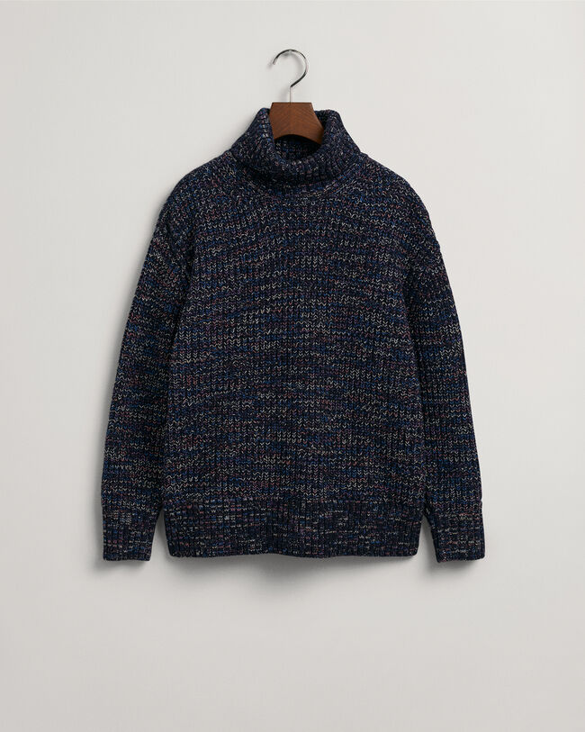 Camisola de malha com gola dobrada multicolor