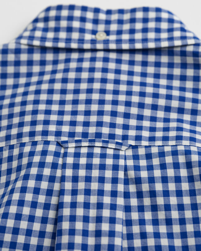 Camisa de manga curta em popelina Gingham clássica regular fit