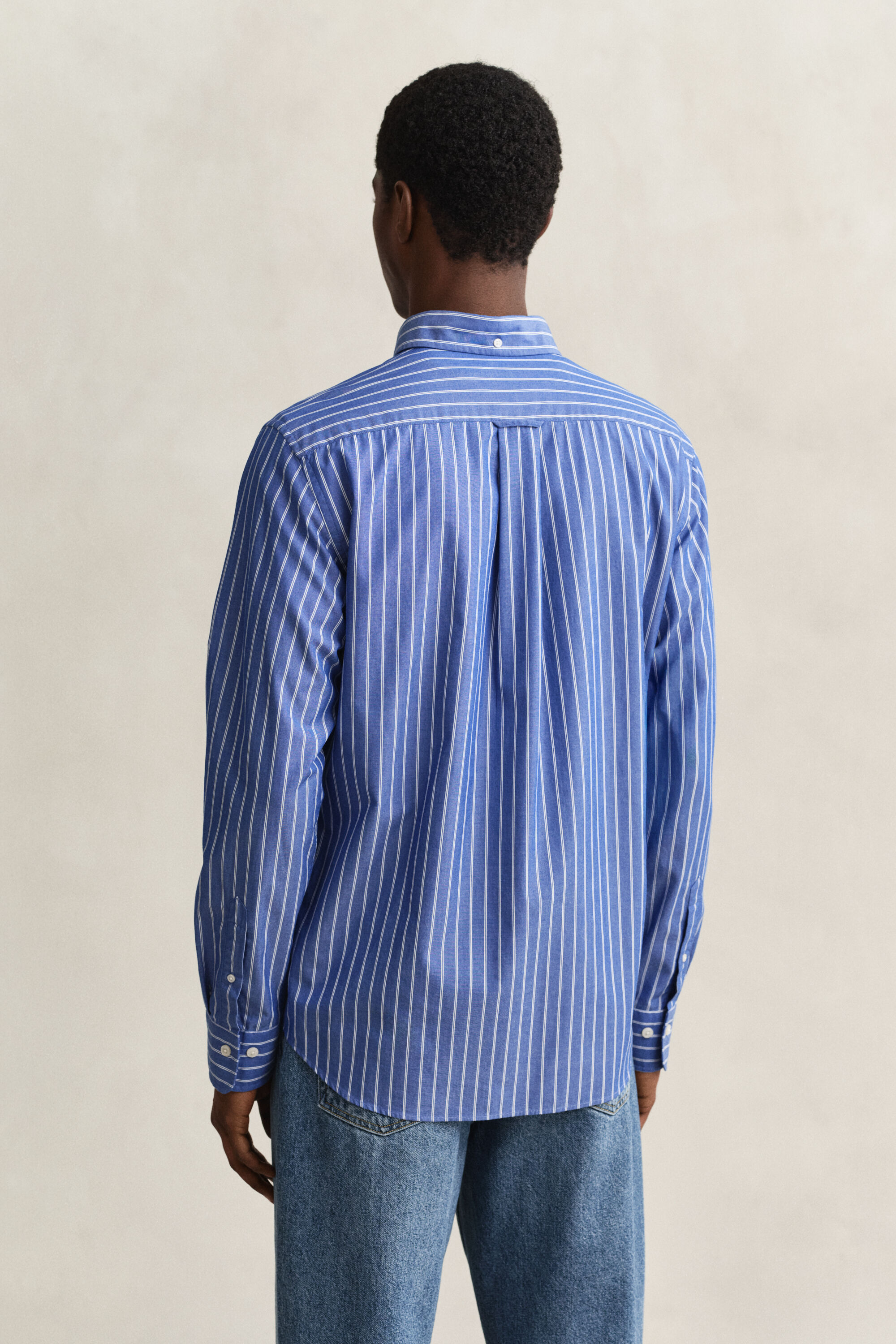 Camisa em popelina às riscas Classic