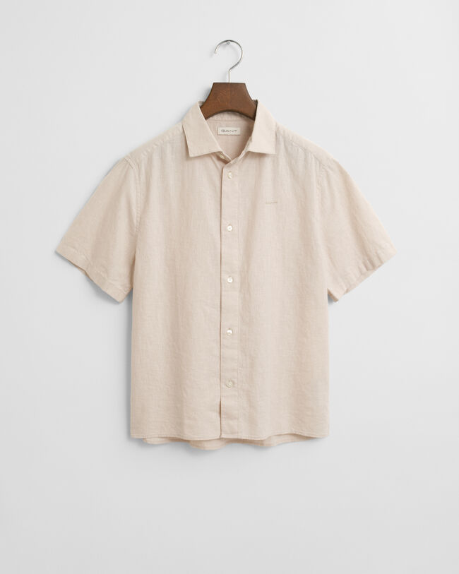 Camisa de manga curta em linho e algod&atilde;o Teens