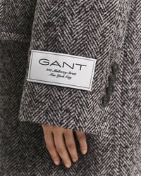 Sobretudo em mistura de lã com padrão espinha de peixe