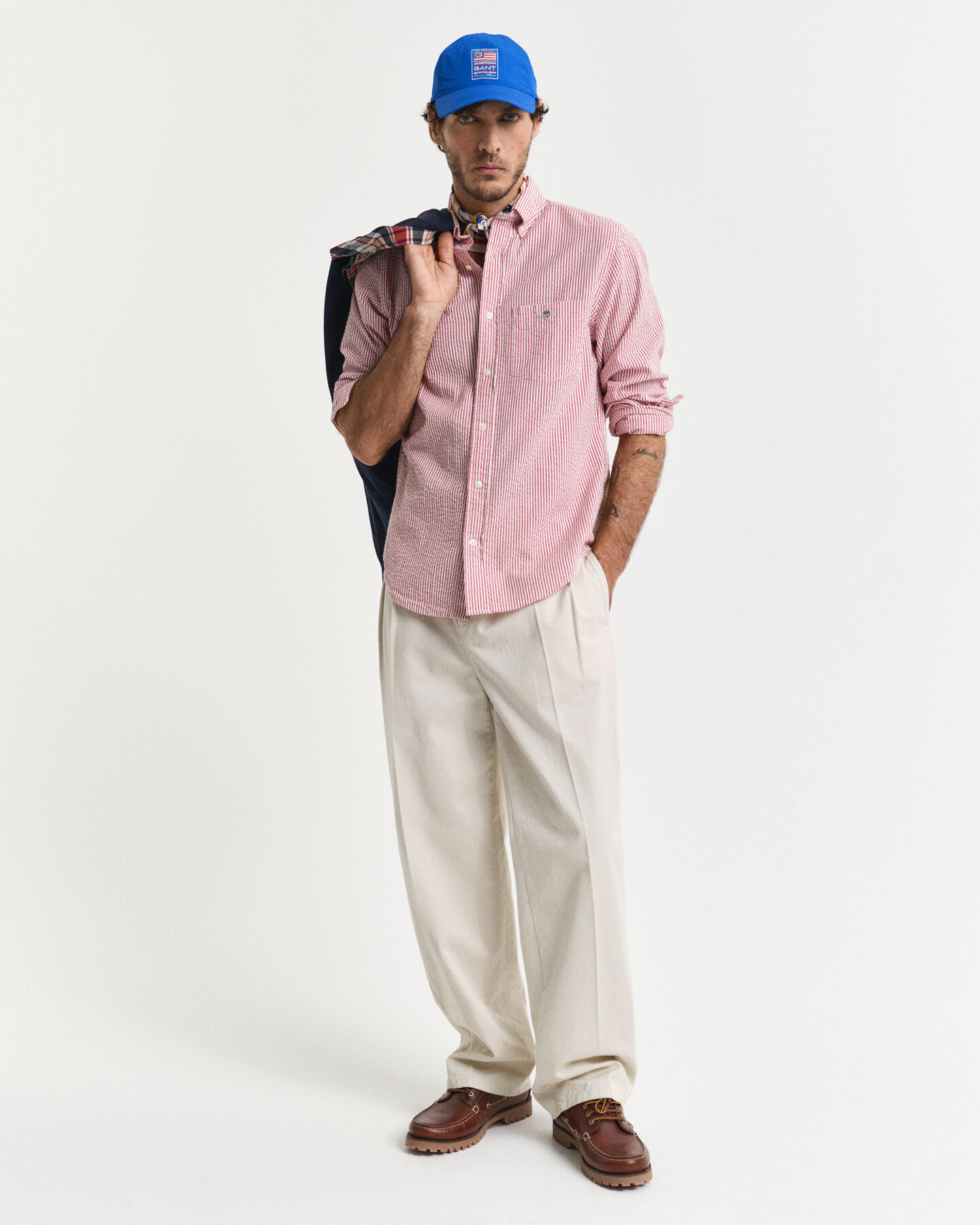 Camisa Seersucker às riscas regular fit