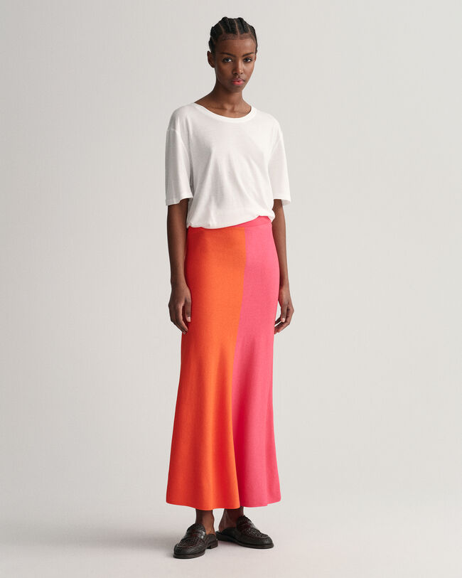 Saia de malha com bloco de cor