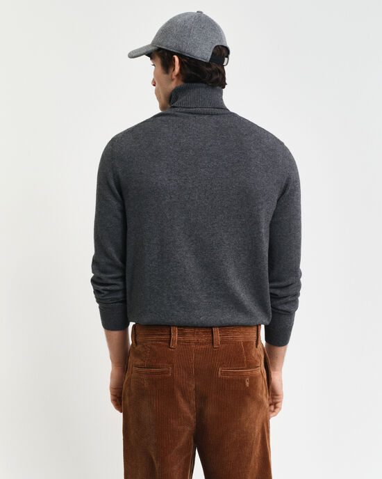 Camisola de gola alta em lã e algodão