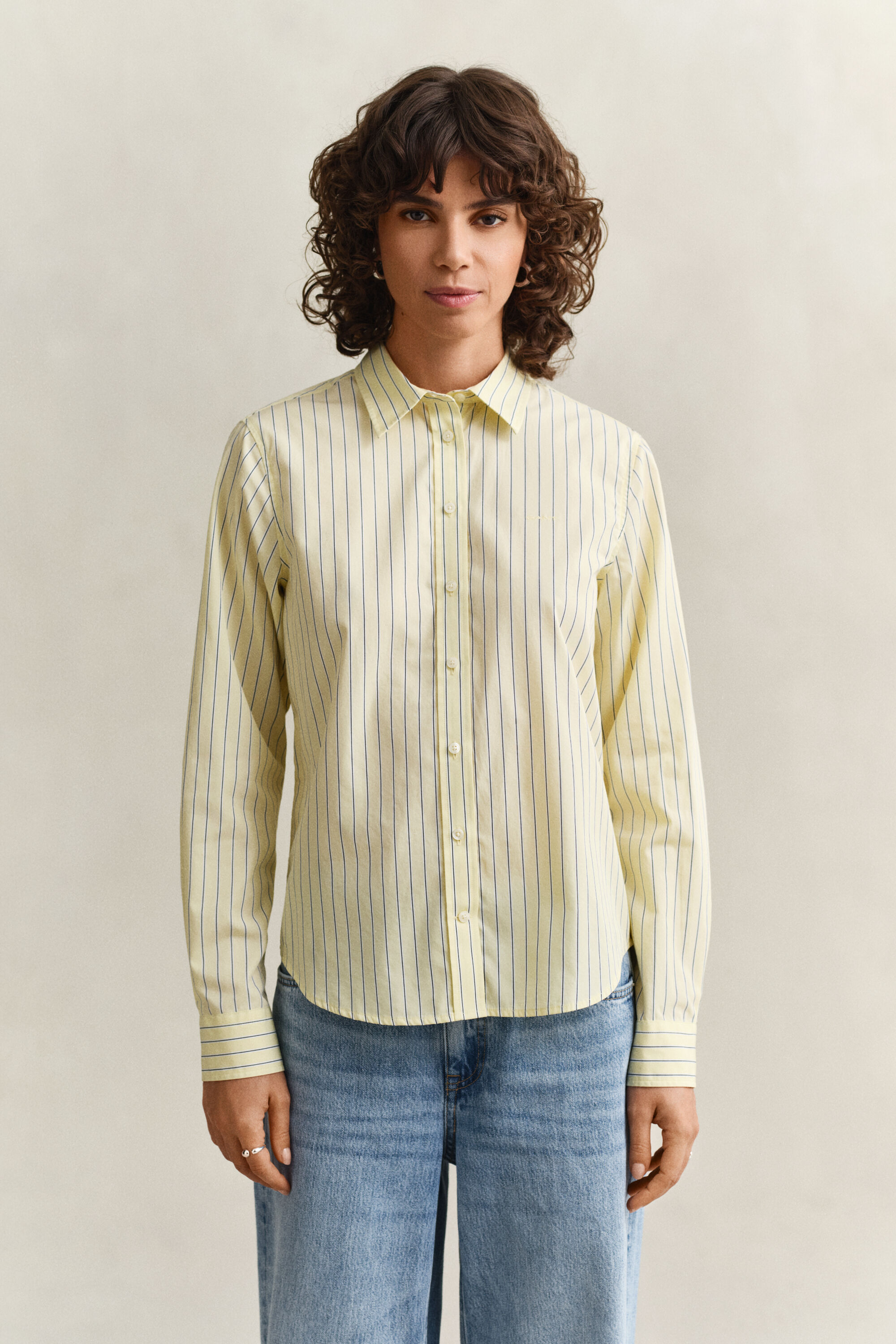 Camisa em popelina às riscas Classic regular fit