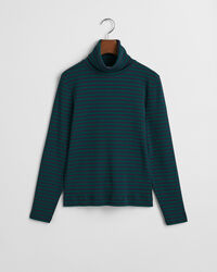 Camisola de manga comprida com gola alta em malha canelada às riscas