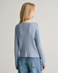 Pulover estilo polo em malha entran&ccedil;ada