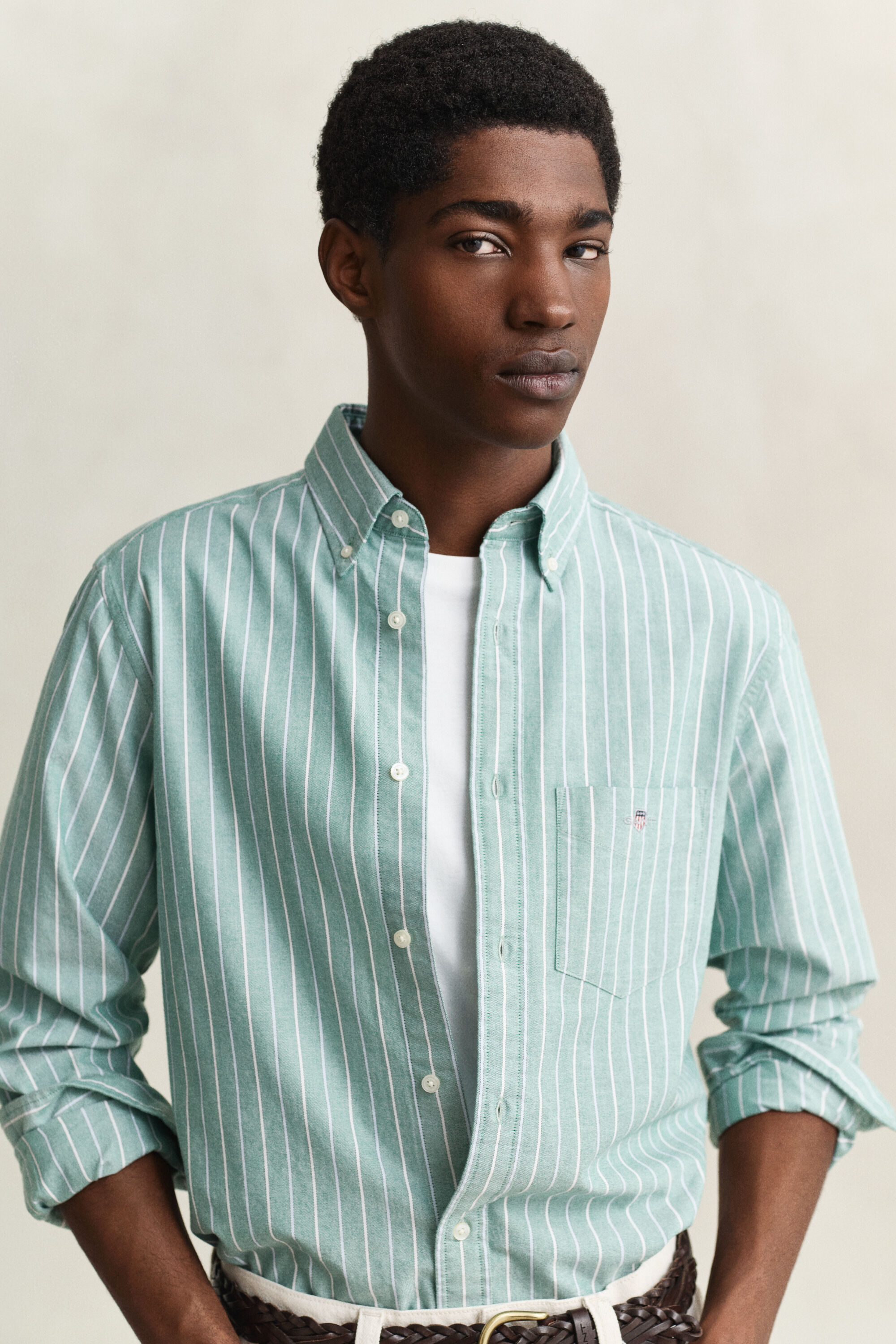 Camisa Oxford às riscas Classic
