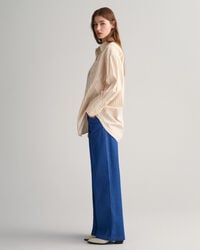 Camisa em popelina às riscas com punhos altos oversized