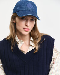 Colete com decote em V em lã com canelado largo