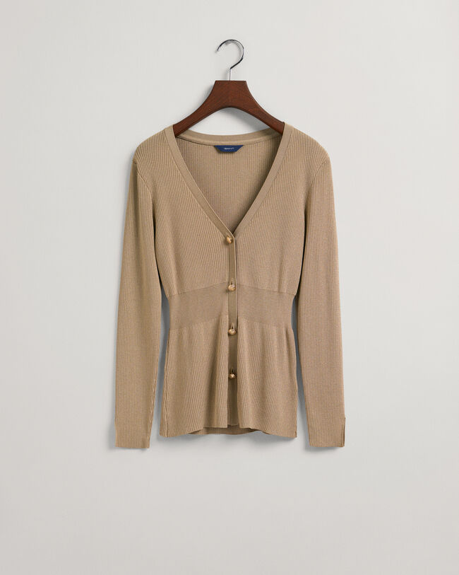 Camisola estilo casaco de malha canelada